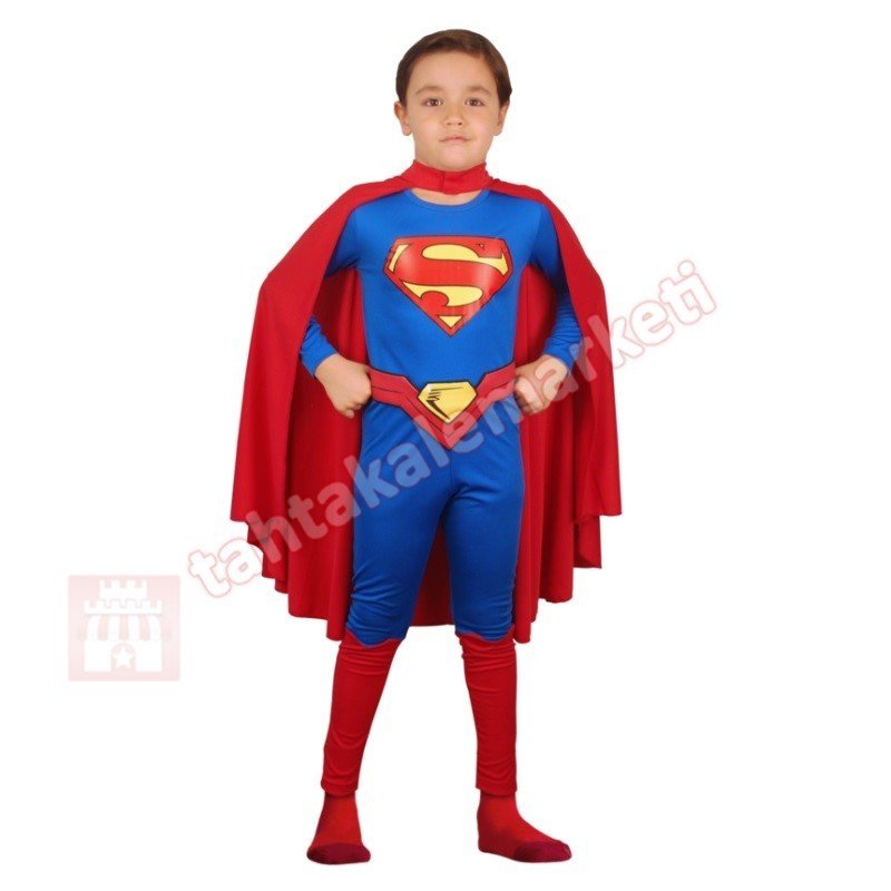 Süpermen Kostümü Çocuk Süpermen Kıyafeti Lisanslı