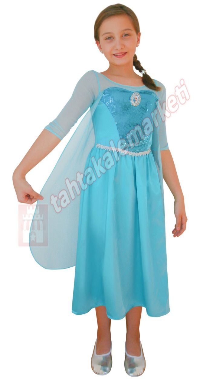 Frozen Elsa Kostümü Buzlar Kraliçesi Kıyafeti Lisanslı 4-6 Yaş