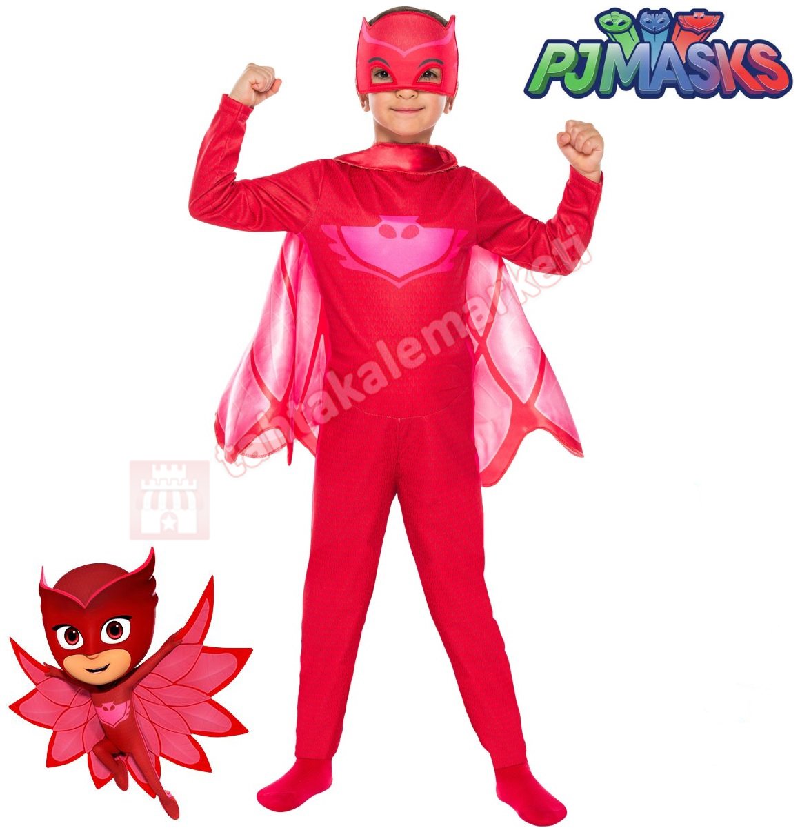 Pijamaskeliler Baykuş Kız Kostümü, PJMask Owlette Kıyafeti Lisanslı