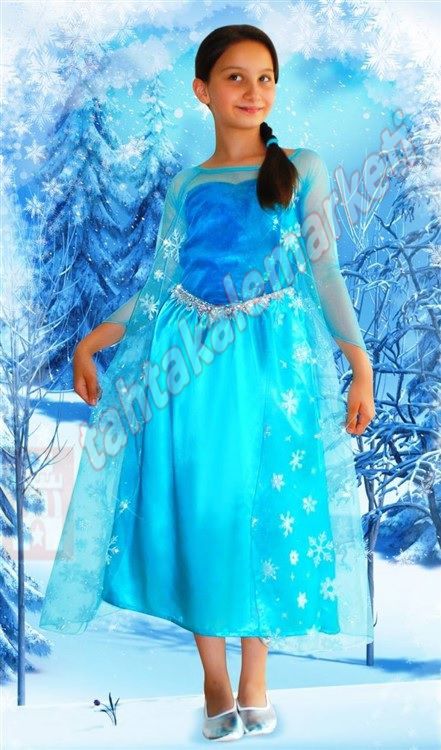 Disney Frozen Elsa Kostümü Karlar Ülkesi Prenses Kıyafeti Lüks 7-9 Yaş Peruk-Taç Seti İle + 24.50