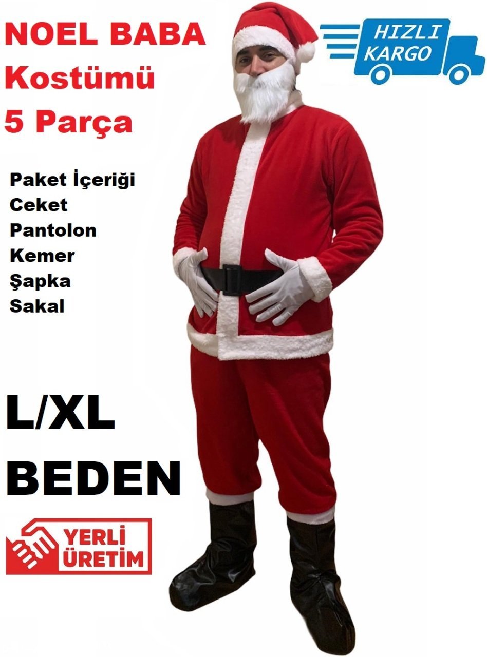 Polar Noel Baba Kostümü Kürklü Noel Baba Kıyafeti