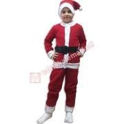 Çocuk Noel Baba Kostümü Polar Kumaş 9-10 Yaş