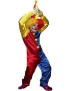 Yetişkin Tulum Palyaço Kostümü Mavi Kırmızı