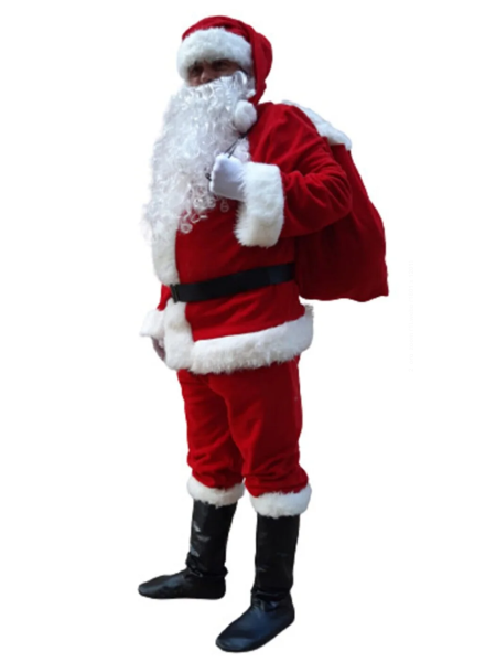 Yetişkin Noel Baba Kostümü Lüks 8li Tam Takım Set