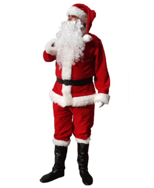 Yetişkin Noel Baba Kostümü Lüks 8li Tam Takım Set