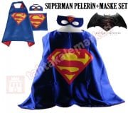 Süpermen Kostüm Seti Süpermen Pelerin maske Set Çocuk Boy